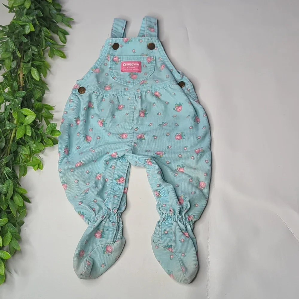 Vintage OshKosh floral overalls 6-9 months USA made